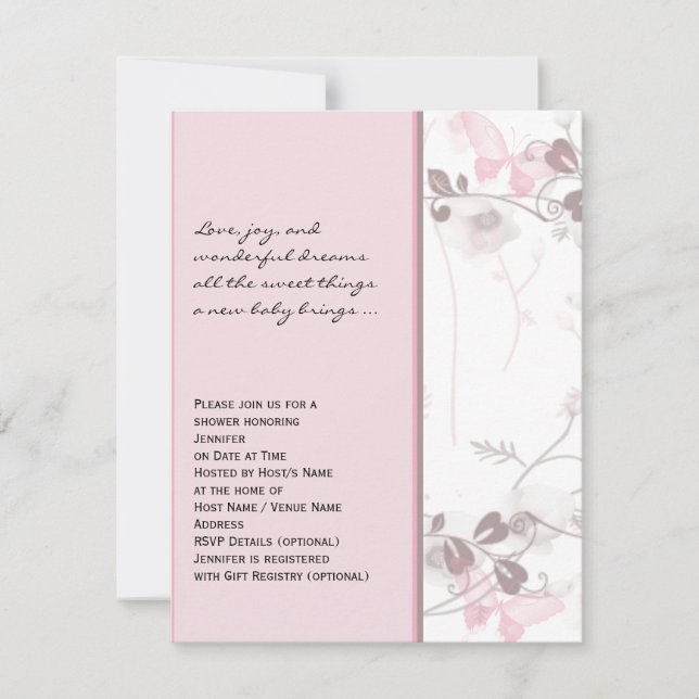 Visões de Borboleta no Convite de Chá de fraldas R (Frente)