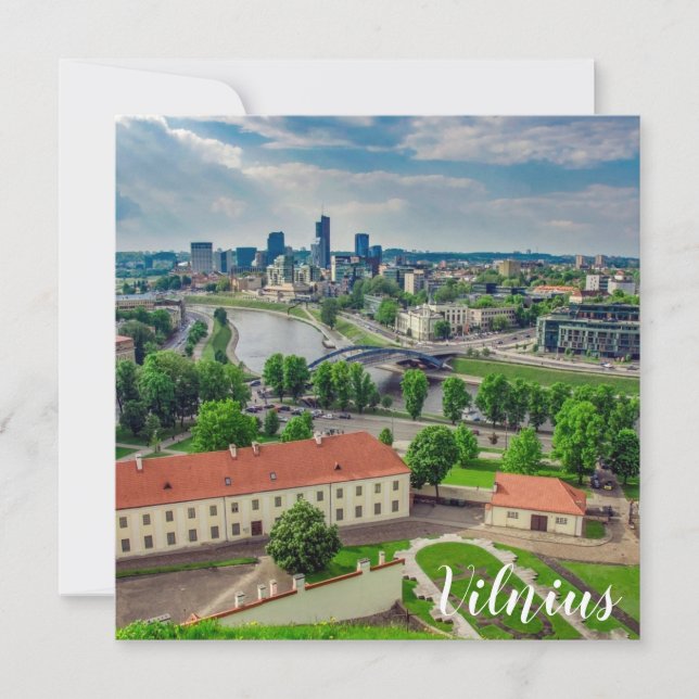 Vista aérea de Vilnius, Cartão Lituânia (Frente)