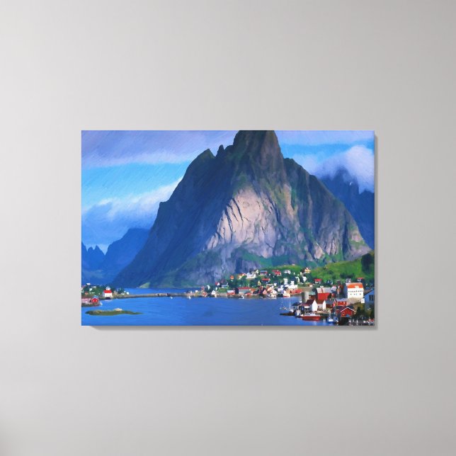 Vista Costeira Montanha Impressão de pintura a óle (Frente)