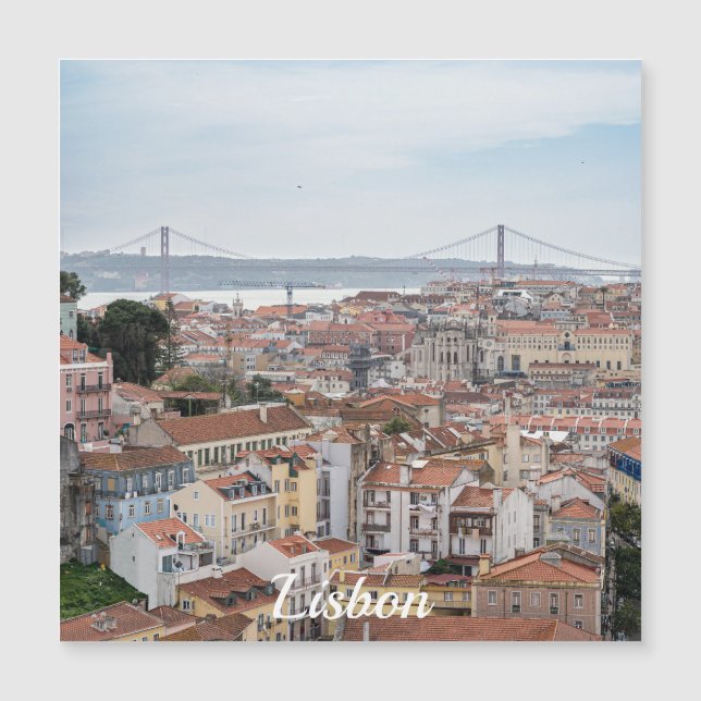 Vista da antiga cidade de Lisboa e 25 da ponte de  (Frente)