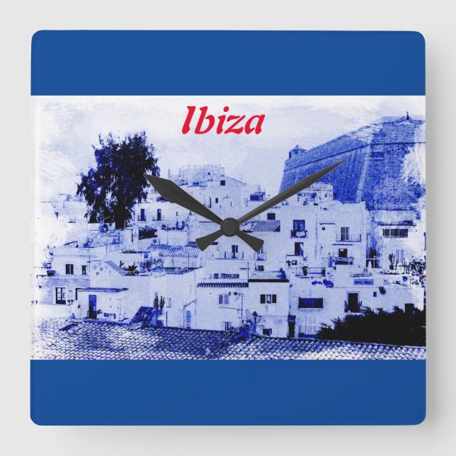 Vista da antiga Ibiza no relógio de parede (Frente)