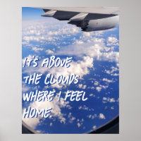 Vista da janela do avião poster do céu azul