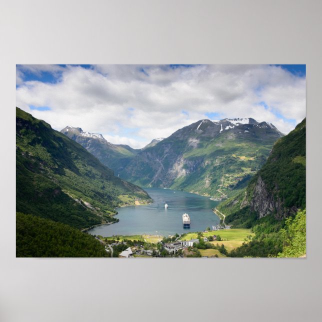 Vista de Geirangerfjord na Noruega poster impressã (Frente)