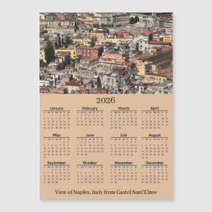 Vista de Nápoles, Itália 2026 Calendário Cartão Ma