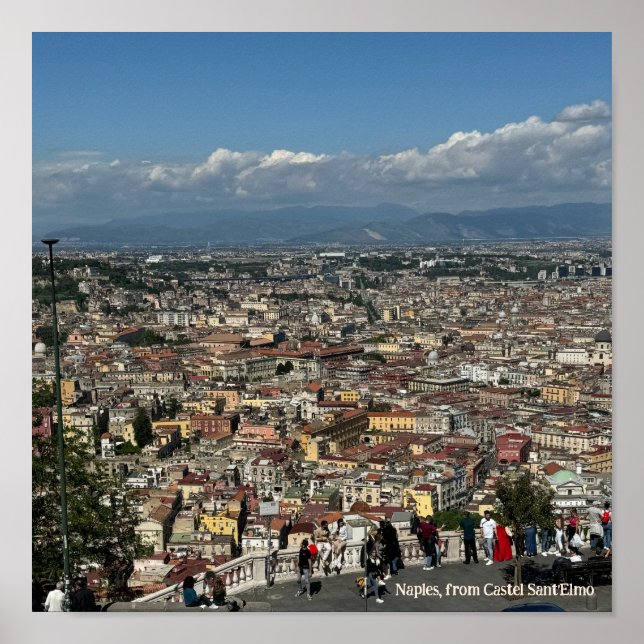 Vista de Nápoles, Itália Design Poster (Frente)