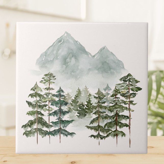 Vista de Paisagem de Montanha de Aquarela (Close up)