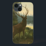 Vista de trás de Elk Olhando sobre um lago<br><div class="desc">Você mora longe da natureza? Esta bela e,  no entanto,  clássica dá uma impressão de paz e as cores da alce são precisas,  o que torna esta imagem muito realista. Obtenha esta arte estilizada da natureza em seus produtos favoritos!</div>
