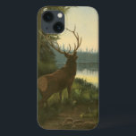 Vista de trás de Elk Olhando sobre um lago<br><div class="desc">Você mora longe da natureza? Esta bela e,  no entanto,  clássica dá uma impressão de paz e as cores da alce são precisas,  o que torna esta imagem muito realista. Obtenha esta arte estilizada da natureza em seus produtos favoritos!</div>