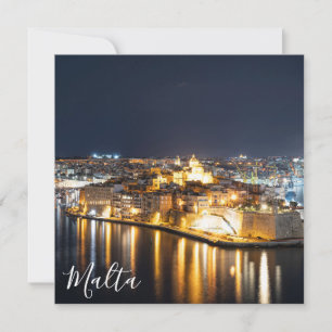 Vista de três cidades em Malta à noite