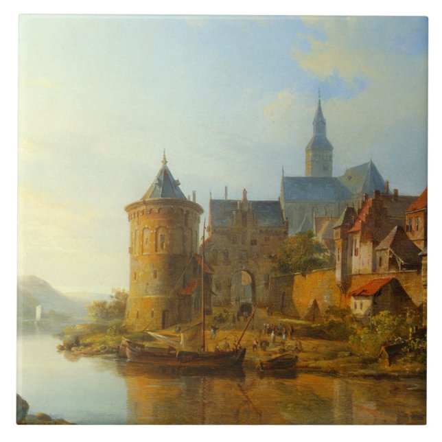 Vista de uma cidade neerlandesa ao longo do rio Re (Frente)