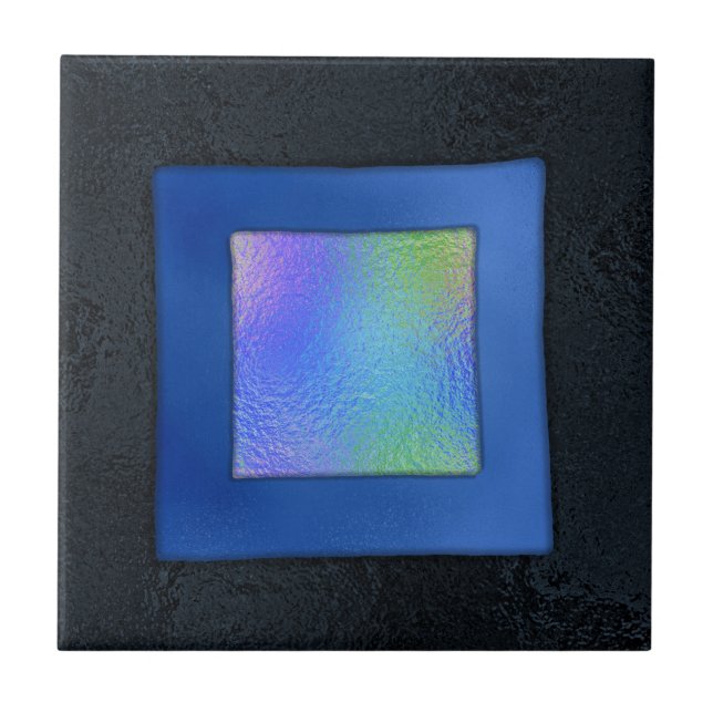 Vista de vidro azul e preto dicromático fundido (Frente)