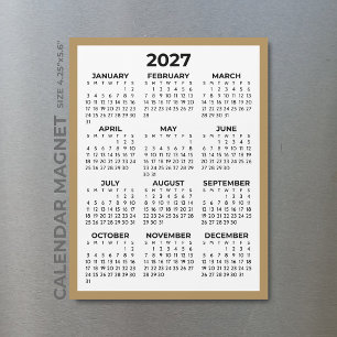 Vista do Ano Completo 2027 Calendário Ímã Borda Do