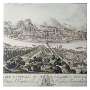 Vista do capital e da fortaleza de Salzburg,