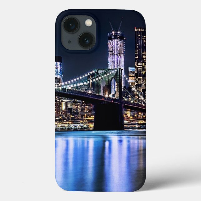 Vista do reflexo da ponte do Brooklyn em Nova Iorq (Verso)