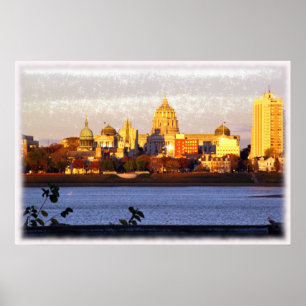 Vista dourada de Harrisburg, poster do Pa