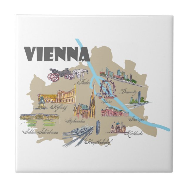 Vista geral do mapa de Viena Áustria (Frente)
