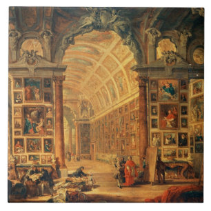 Vista interior da galeria de Colonna, Roma (óleo