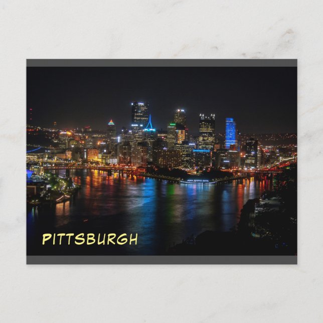 Vista Noturna do Cartão Postal de Pittsburgh (Frente)