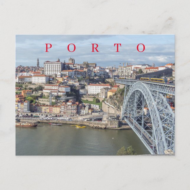 Vista panorâmica do Porto no cartão postal (Frente)