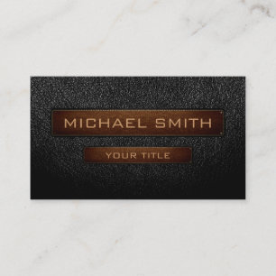 visual de couro preto etiqueta marrom