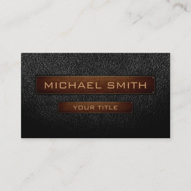 visual de couro preto etiqueta marrom (Frente)