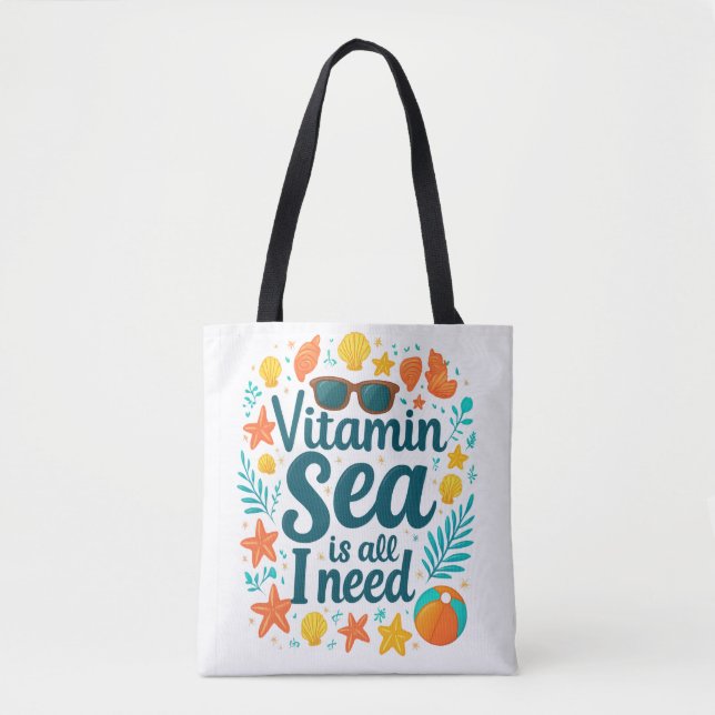 Vitamin Sea Tote Bag - Ocean Lover's Beach Adventu (Frente)