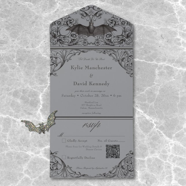 Vitoriano Bat Til Death Black Cinza Casamento Códi (Criador carregado)