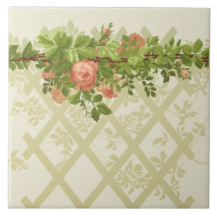 Vitoriano Era Rosa Trellis Frieze