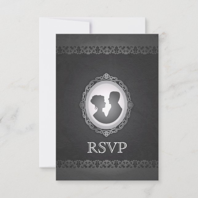Vitoriano Gothic Cameo Wedding RSVP (Frente)