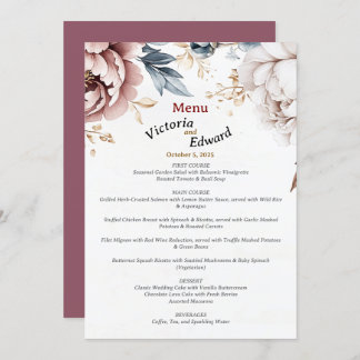 Vitoriano Peony Luxe Menu Cartão 5"x7"