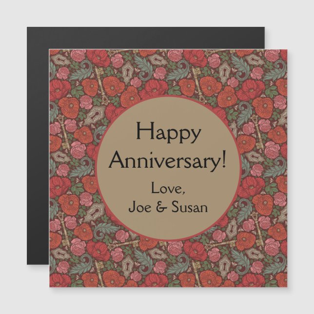 Vítoro Steampunk Velho Chave de Bloqueio Poppies V (Frente/Verso)