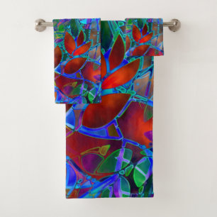 Vitral abstrato floral ajustado de toalha