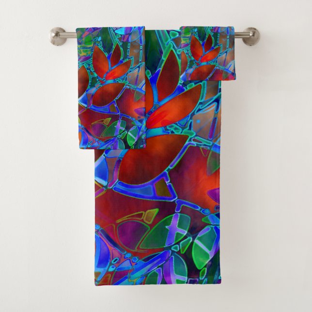 Vitral abstrato floral ajustado de toalha (Insitu)