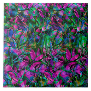 Vitral abstrato floral do azulejo