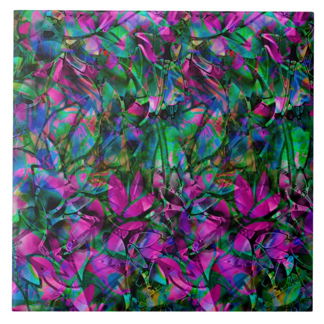 Vitral abstrato floral do azulejo (Frente)