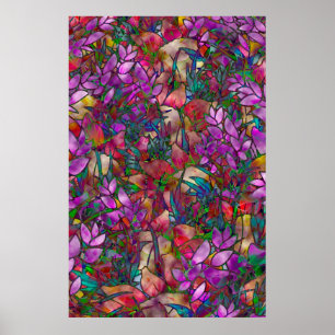 Vitral abstrato floral do poster