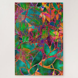 Vitral abstrato floral do quebra-cabeça