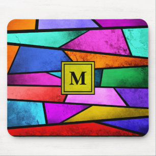 Vitral colorido Mousepad geométrico do monograma