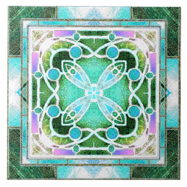 Vitral de Catedral em Verde e Hortelã (Frente)