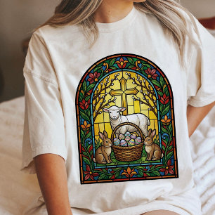 Vitral de Cordeiro de Páscoa Coelhinhos Janela