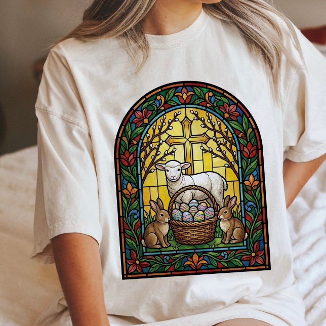 Vitral de Cordeiro de Páscoa Coelhinhos Janela (Criador carregado)