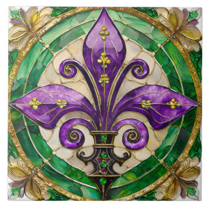 Vitral Mardi Gras Fleur de lis