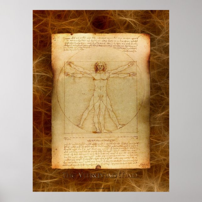 VITRUVIAN MAN Leonardo Da Vinci Art Poster (Frente)