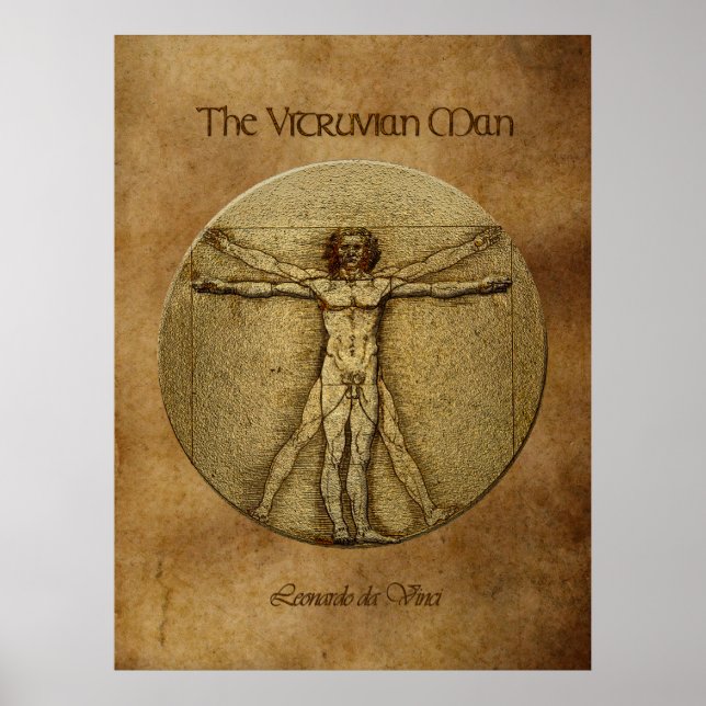 VITRUVIAN MAN Leonardo Da Vinci Poster de Arte (Frente)