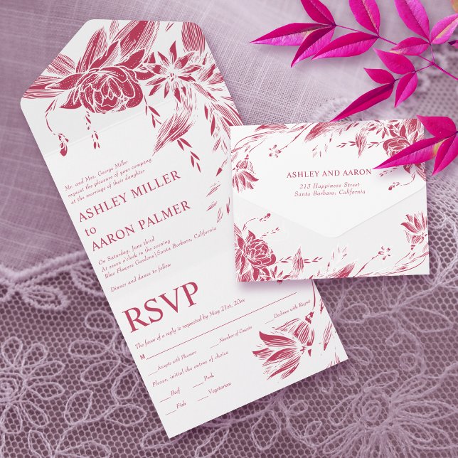 Viva magenta e flores de linhagem branca casamento (Criador carregado)