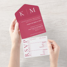 Viva Magenta e White- Monograma-Moderno-Casamento-