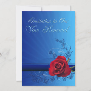 Viva o convite de renovação com uma rosa vermelh