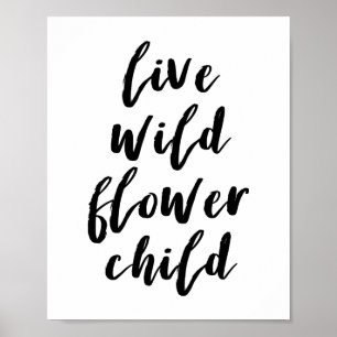Vive o poster das citações da criança de flor