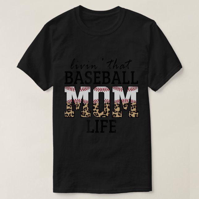 Vivendo Aquela Camiseta De Beisebol Mãe Vida Leopa (Frente do Design)