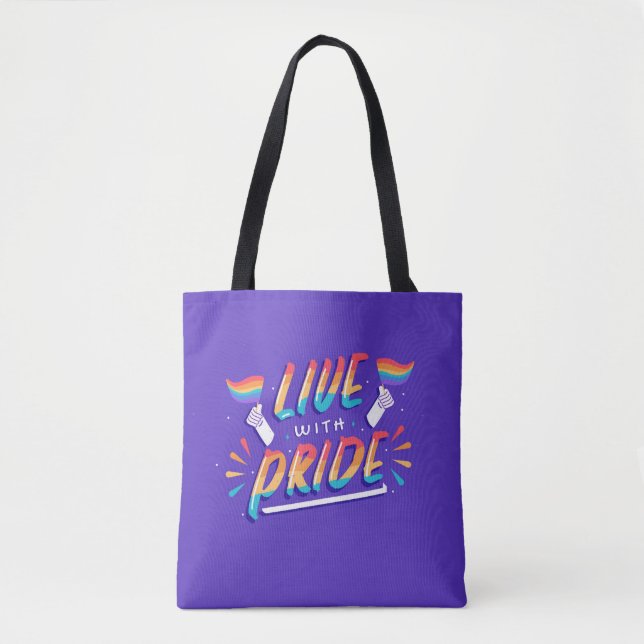 Vivendo em Moda com Orgulho Arco-Íris Gay Bolsa (Frente)